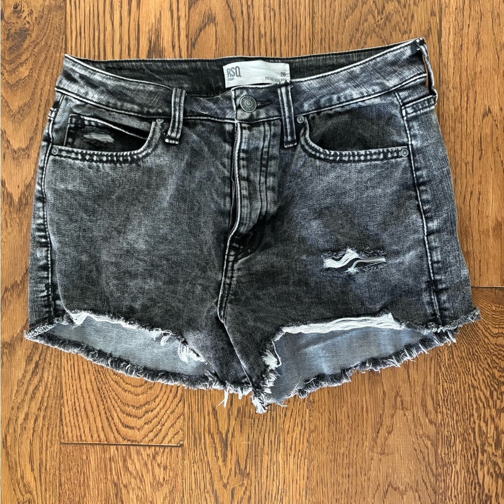 RSQ Women's Charcoal Distressed Jean Shorts